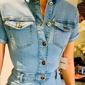 SUPERDOWN • DENIM STRETCH ROMPER • XS